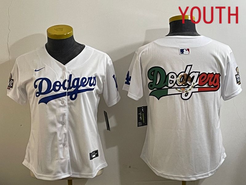 Youth Los Angeles Dodgers Blank White Game 2024 Nike MLB Jersey style 112112